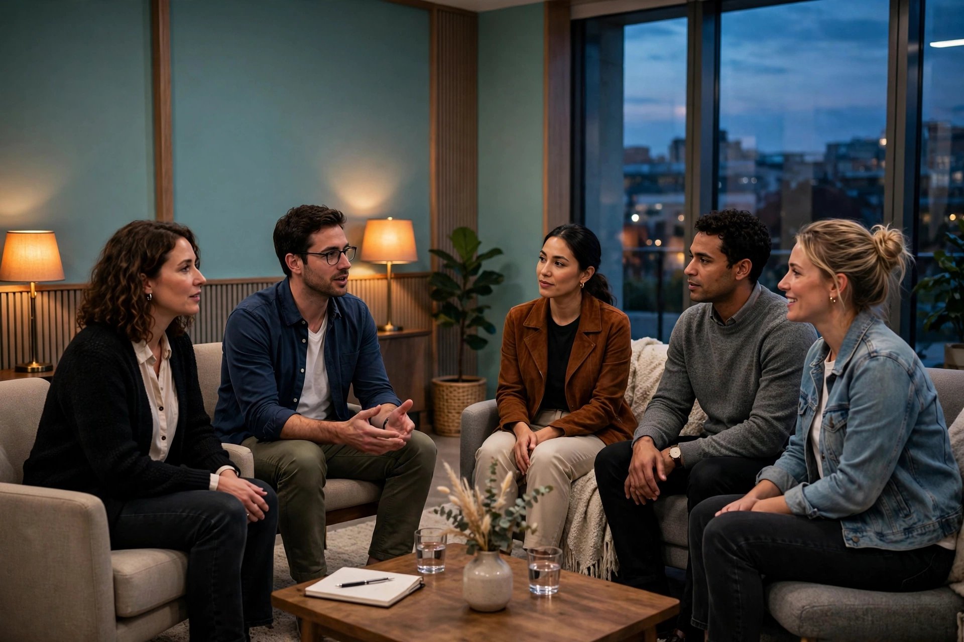 Grupo de apoyo en la noche