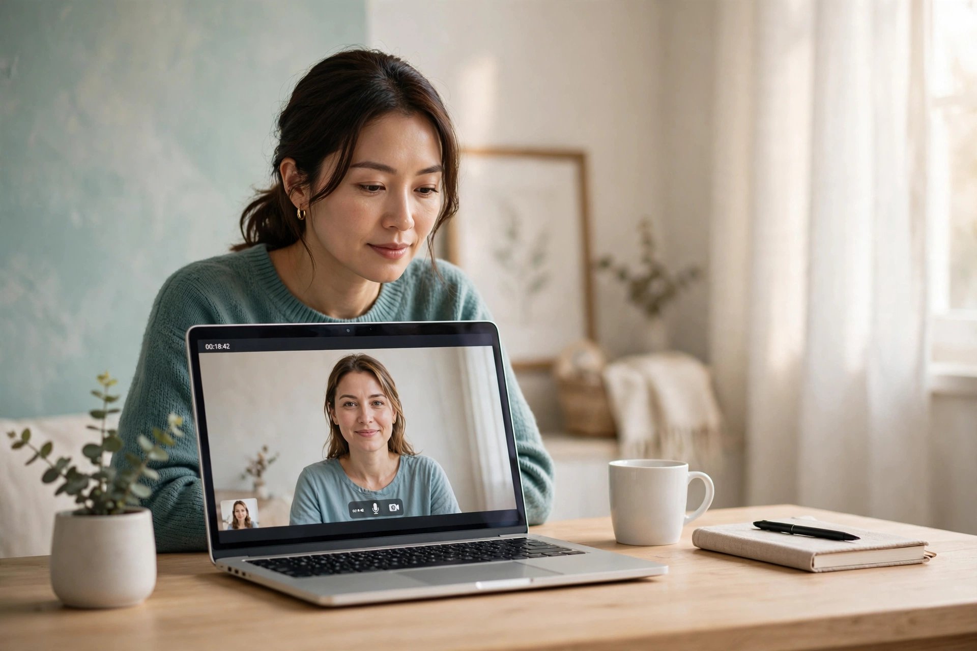 Sesión de telesalud por videollamada